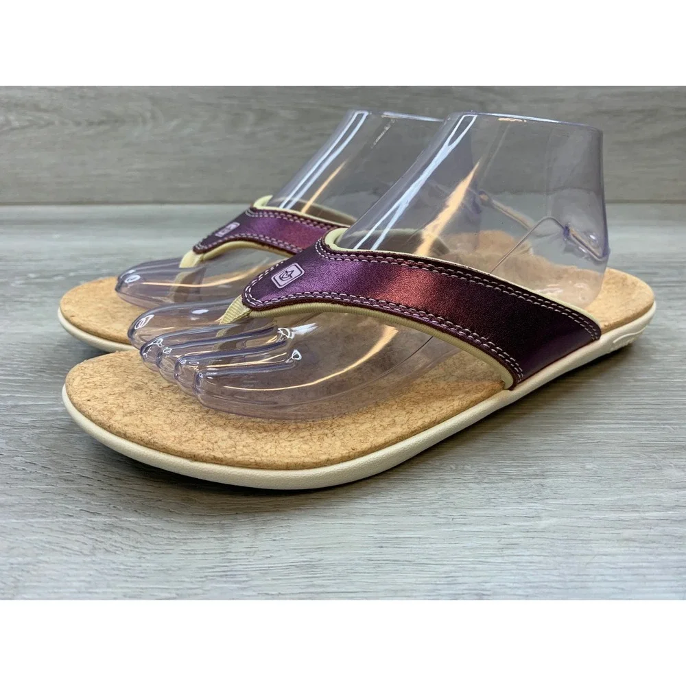 Spenco Kholo Metallic Purple Orthotic Flip Flop Sandals Women's 10 Casual Shoes